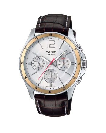ساعت مچی مردانه کاسیو ضد آب با بند چرمی CASIO MTP-1374L-7AV