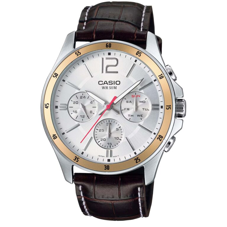 ساعت مچی مردانه کاسیو ضد آب با بند چرمی CASIO MTP-1374L-7AV