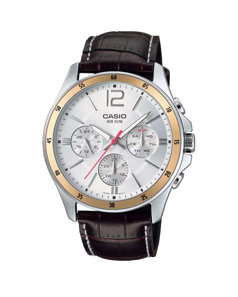 ساعت مچی مردانه کاسیو ضد آب با بند چرمی CASIO MTP-1374L-7AV