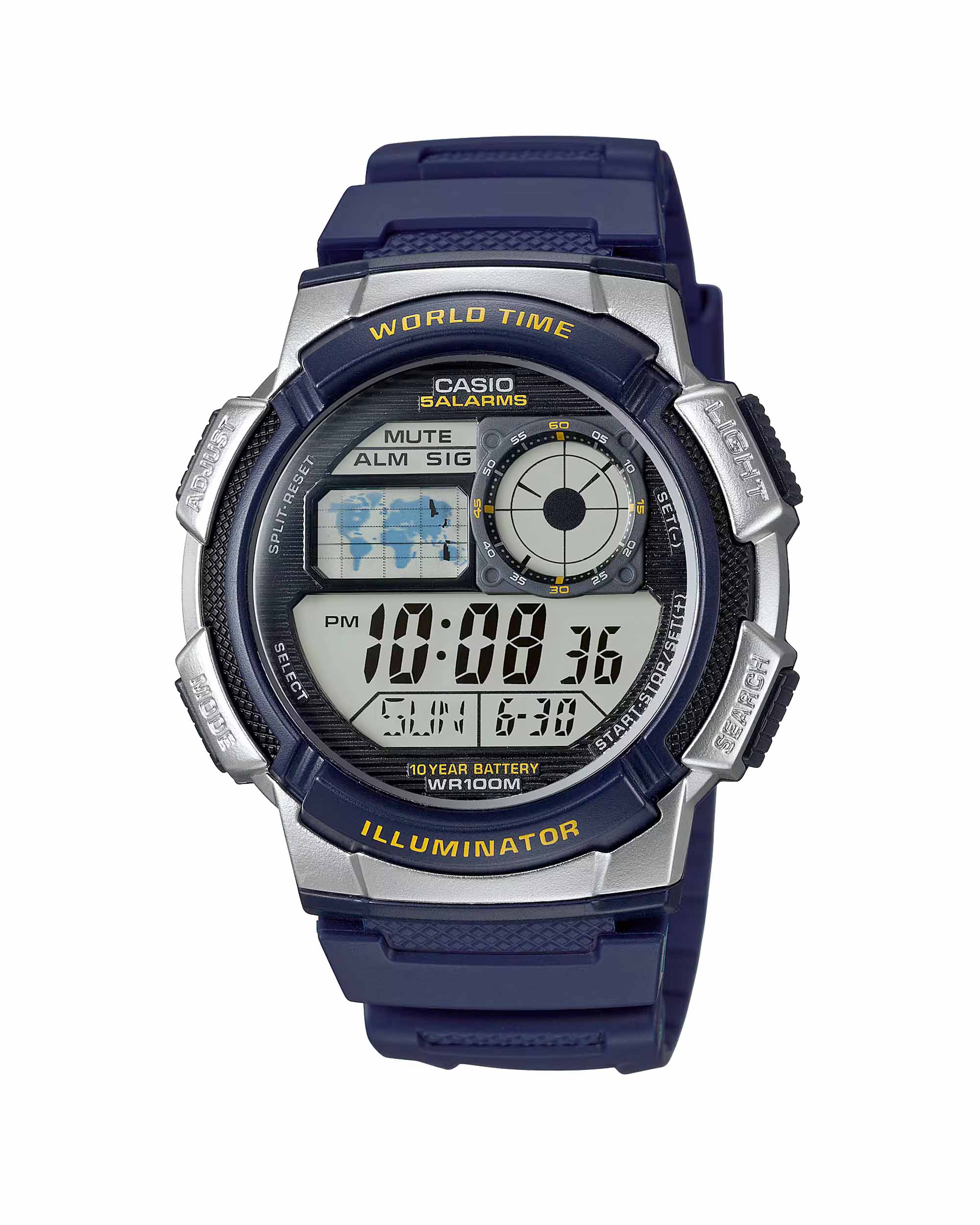 AE-1000W-2AV ساعت مچی مردانه کاسیو دیجیتالی جهان نما CASIO AE-1000W-2A