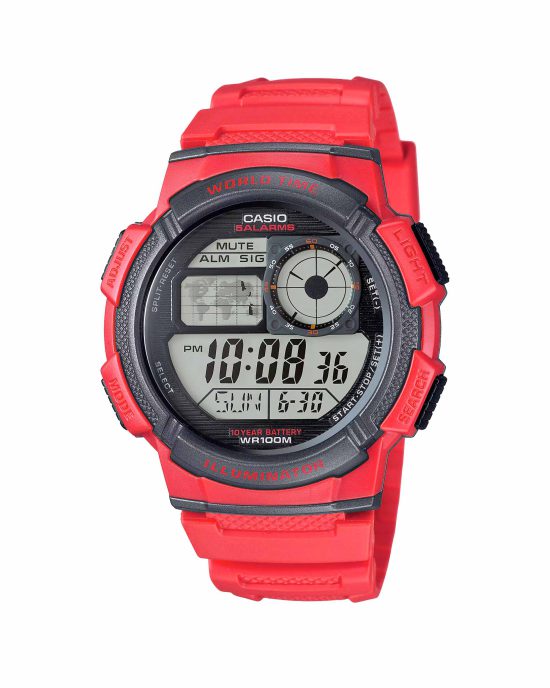 ساعت مچی مردانه کاسیو قرمز رنگ CASIO AE-1000W-4AV