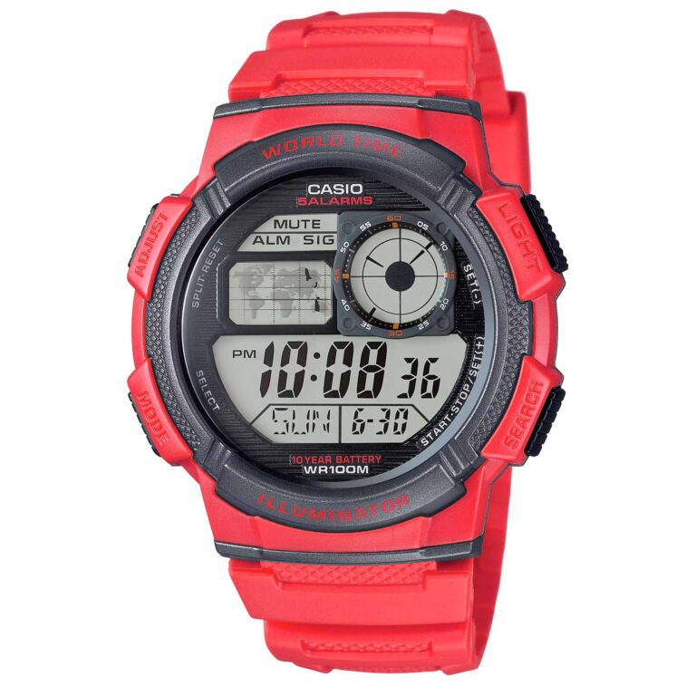 ساعت مچی مردانه کاسیو قرمز رنگ CASIO AE-1000W-4AV