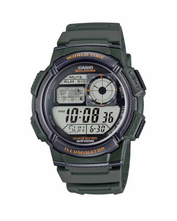 ساعت مچی مردانه کاسیو جهان نما سبز CASIO AE-1000W-3AV