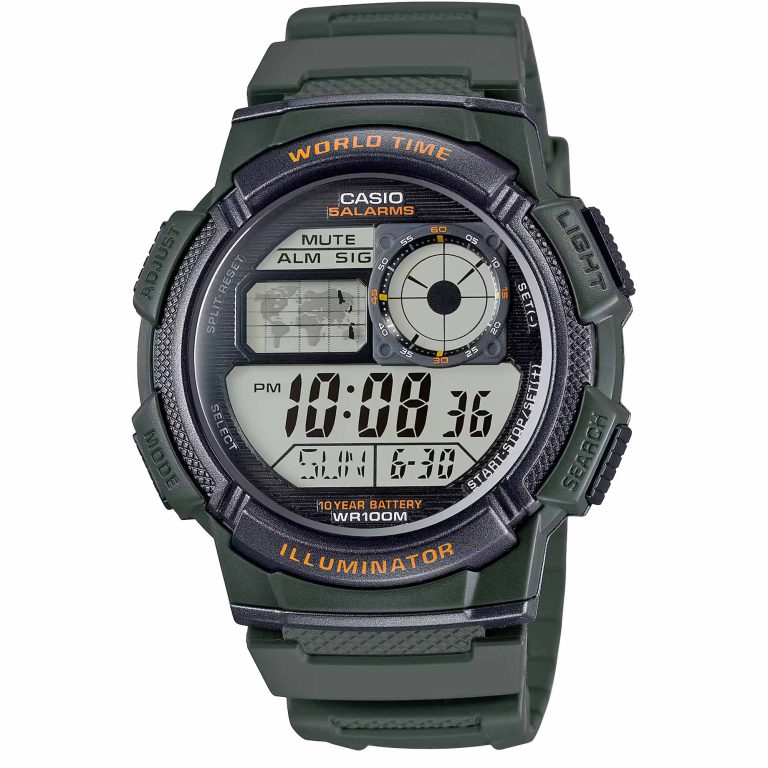 ساعت مچی مردانه کاسیو جهان نما سبز CASIO AE-1000W-3AV