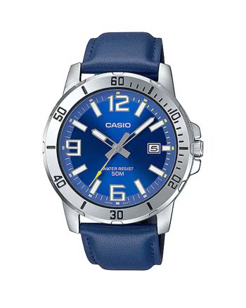 ساعت مچی مردانه کاسیو چرم سرمه ای CASIO MTP-VD01L-2BV