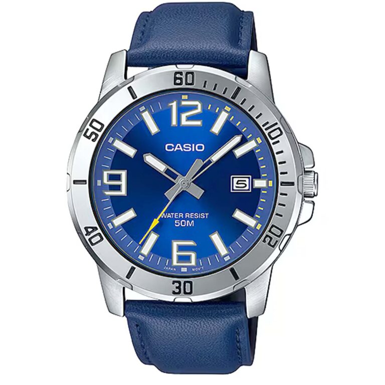 ساعت مچی مردانه کاسیو چرم سرمه ای CASIO MTP-VD01L-2BV