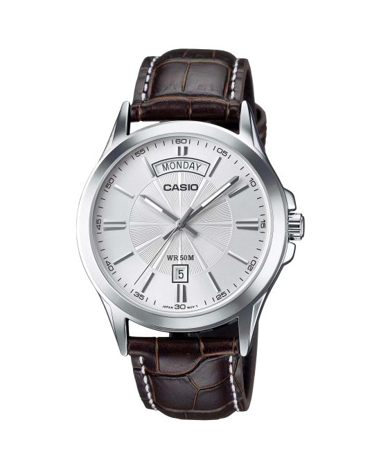 ساعت مچی مردانه کاسیو بند چرمی و ضد آب CASIO MTP-1381L-7AV