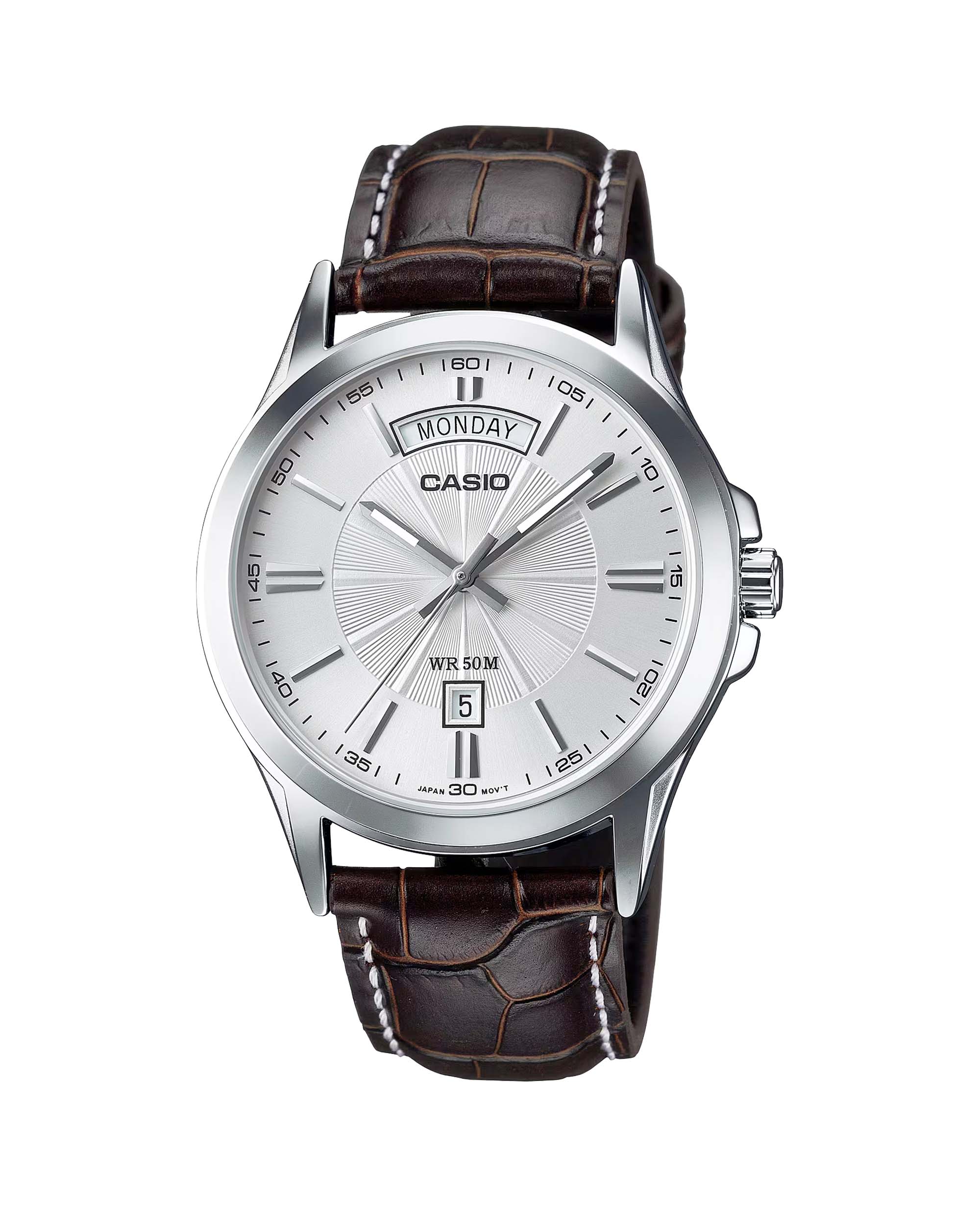MTP-1381L-7AV ساعت مچی مردانه کاسیو بند چرمی و ضد آب CASIO MTP-1381L-7AV