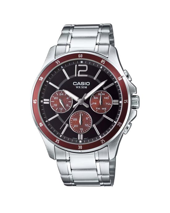 ساعت مچی مردانه کاسیو صفحه قرمز CASIO MTP-1374D-5AV
