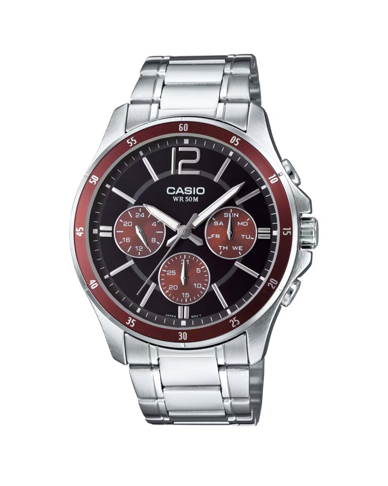 ساعت مچی مردانه کاسیو صفحه قرمز CASIO MTP-1374D-5AV