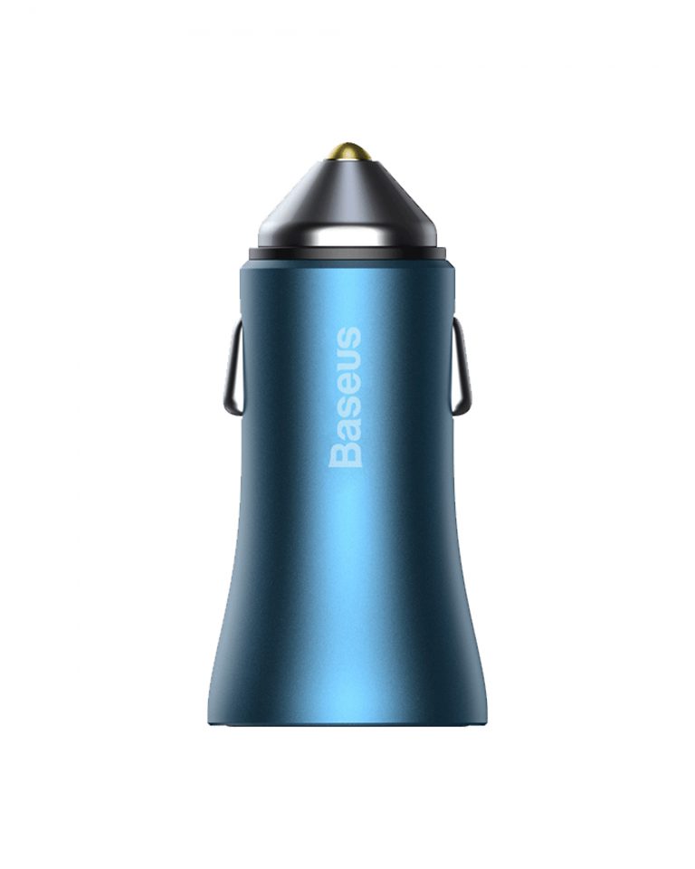 شارژر فندکی و کابل شارژر لایتنینگ 40 واتی فست شارژ بیسوس Baseus Dual Quick Charger TZCCJD-03