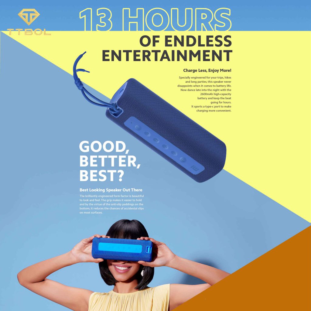 اسپیکر بلوتوثی 16 واتی شیائومی mi portable bluetooth speaker MDZ-36-DB (16w)