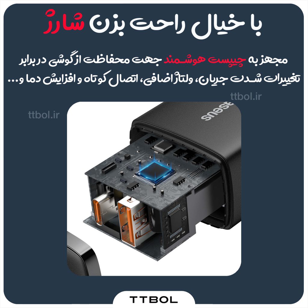 اداپتور فست شارژ 20 واتی بیسوس Baseus Compact Quick Charger U+C 20W EU CCXJ-B01