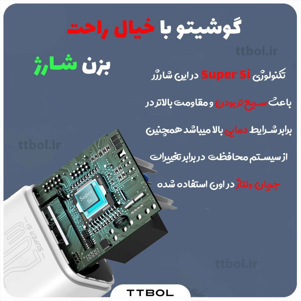 اداپتور به همراه کابل تایپ سی به لایتنینگ بیسوس baseus super si quick charger cccjgce tzccsup-b02 white