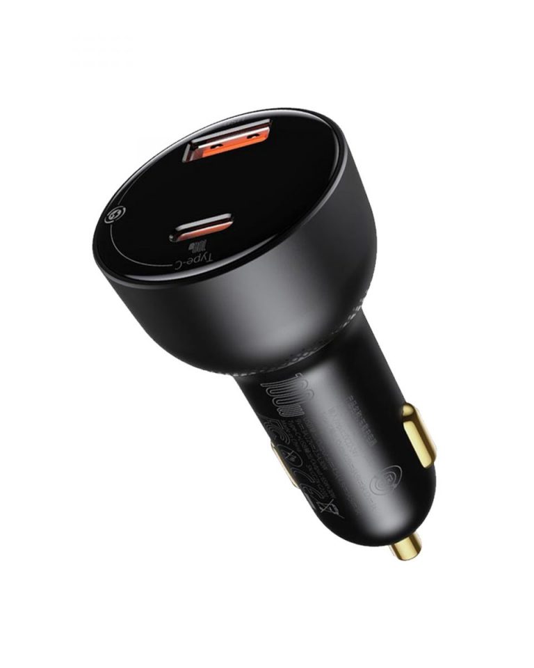 شارژر فندکی فست شارژ 100 واتی بیسوس Baseus Superme Digital Display PPS Dual Quick Charger Car Charger Black CCZX-01
