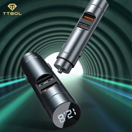 شارژر فندکی و پخش کننده بلوتوث فست شارژ 18 واتی بیسوس Baseus Energy Column Car Wireless MP3 Charger CCNLZ-C0G