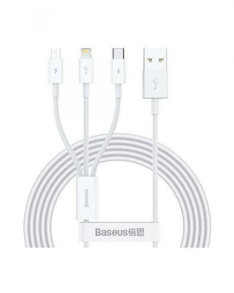 کابل سه سر بیسوس فست شارژ Baseus Superior Fast Charging USB to M+L+C CAMLTYS-02 توان 3.5 آمپر طول 1.5 متر