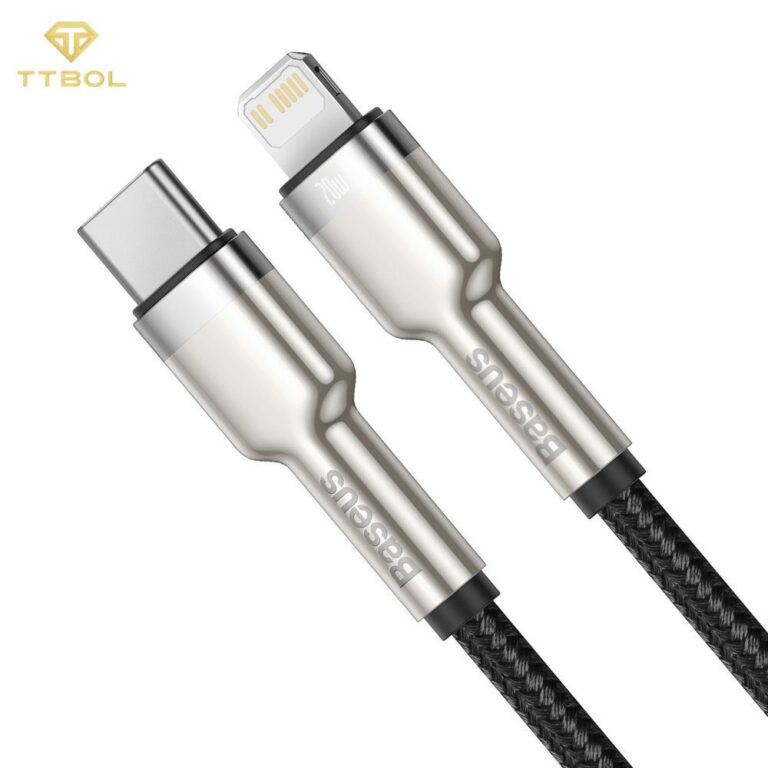 کابل تایپ سی به لایتنینگ بیسوس فست شارژ بیسوس 20 واتی 1متری Baseus Cafule Series Metal Data Cable Type-C to iP PD 20W 1m CATLJK-A01