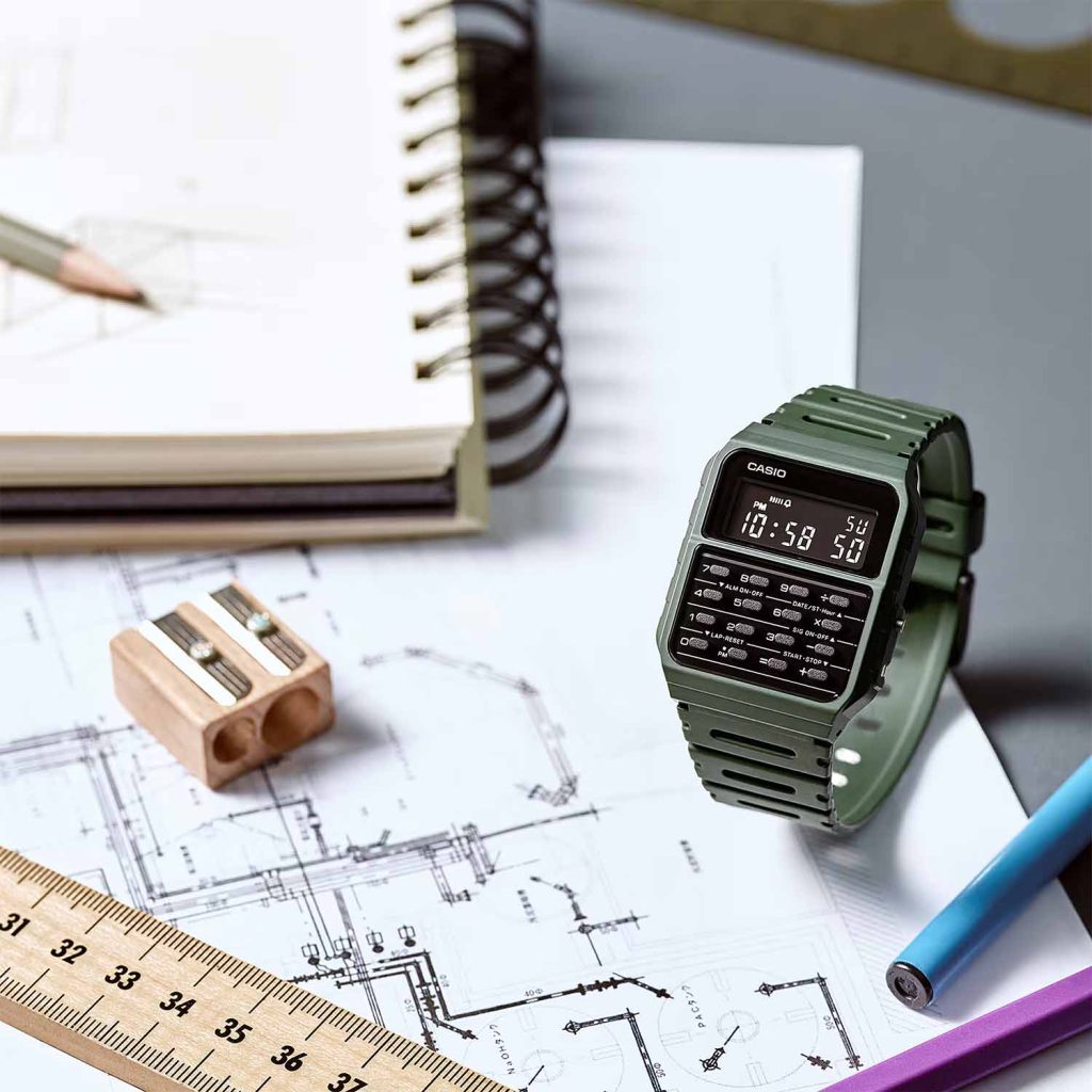 ساعت مچی مردانه کاسیو ماشین حسابی سبز CASIO CA-53WF-3B