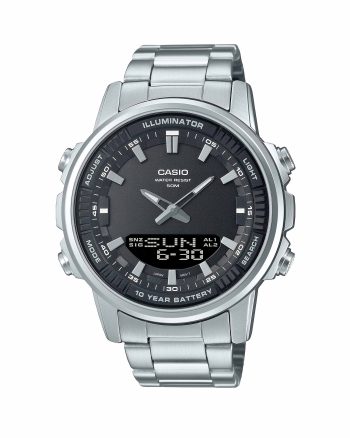 ساعت مچی مردانه کاسیو مدل CASIO AMW-880D-1AV با بند استیل ضد زنگ و طراحی کلاسیک، مناسب استفاده روزمره و رسمی، ضد آب تا عمق 50 متر
