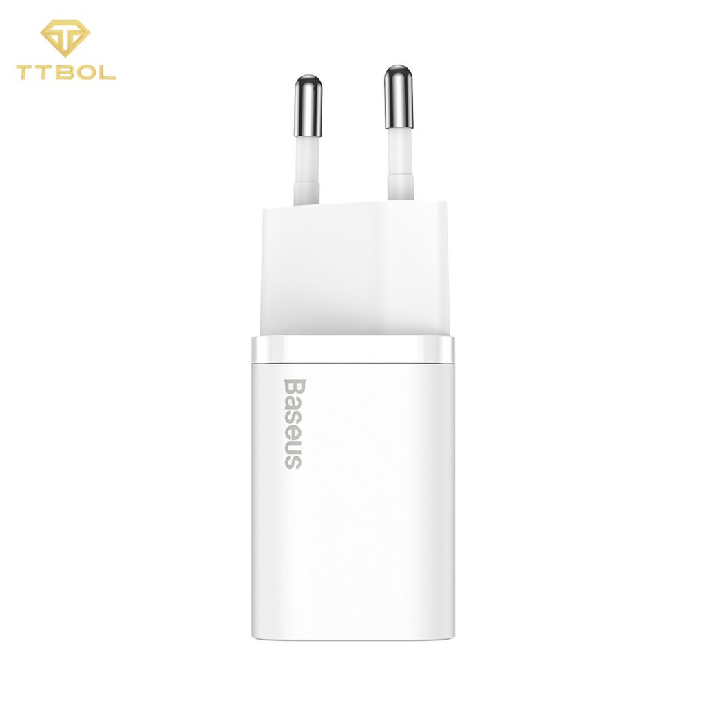 اداپتور به همراه کابل تایپ سی به لایتنینگ بیسوس Baseus super si quick charger TZCCSUP-L02 white