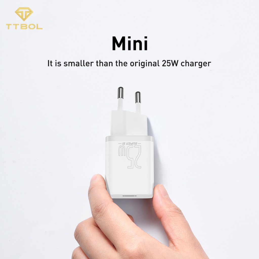 اداپتور به همراه کابل تایپ سی به لایتنینگ بیسوس Baseus super si quick charger TZCCSUP-L02 white
