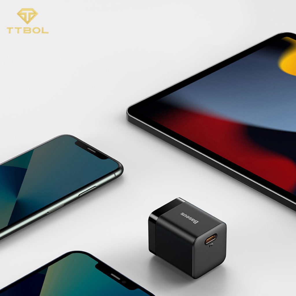 اداپتور به همراه کابل تایپ سی به لایتنینگ بیسوس Baseus super si pro quick charger CCCJG20CC