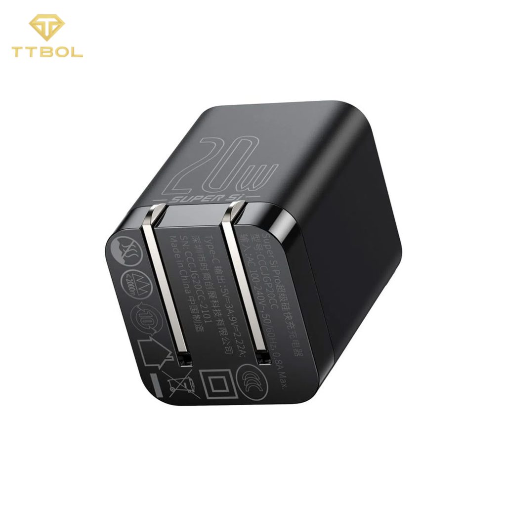 اداپتور به همراه کابل تایپ سی به لایتنینگ بیسوس Baseus super si pro quick charger CCCJG20CC