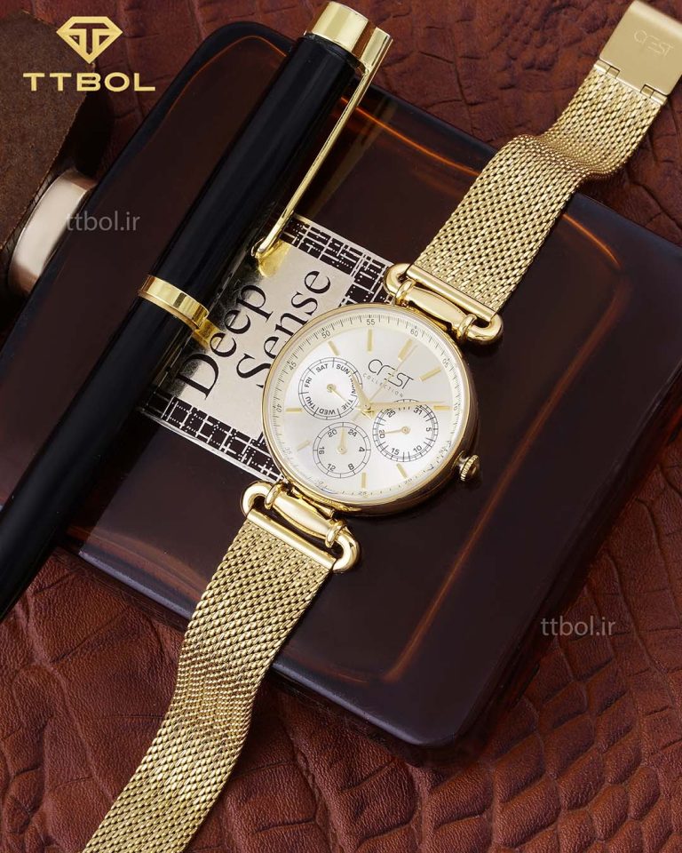 ساعت مچی زنانه طلایی برند کرست CREST 6171/1