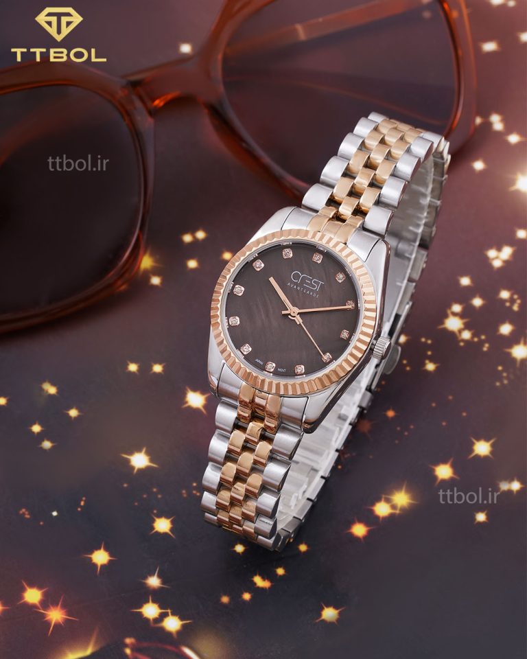 ساعت مچی زنانه کرست بند فلزی CREST 6166/6