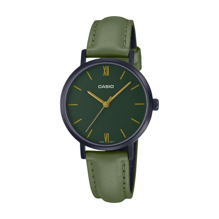 ساعت مچی زنانه کاسیو بند چرم سبز کد LTP-VT02BL-3A