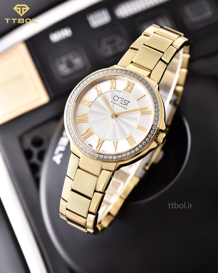 ساعت مچی زنانه کرست طلایی CREST 6154/1