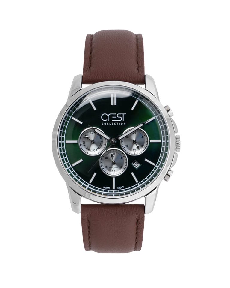 ساعت مچی مردانه بند چرم قهوه ای کرست CREST 6214/4