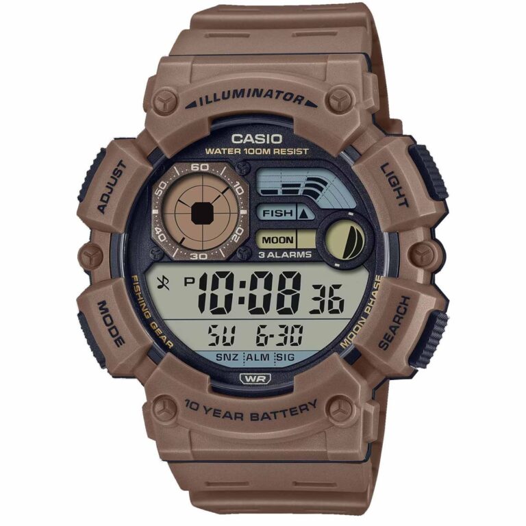 ساعت مچی مردانه دیجیتالی ضد آب قهوه ای کاسیو کد WS-1500H-5AV
