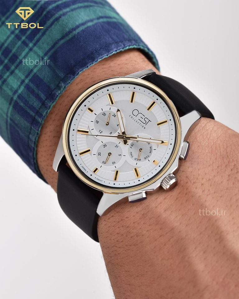 ساعت مچی مردانه کرست بند چرم CREST 6194-4