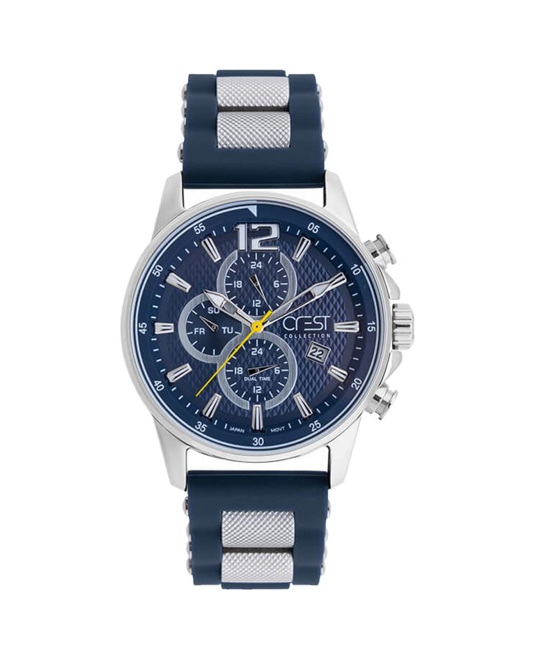 ساعت مچی مردانه کرست با بند رابر سرمه ای CREST 6207/2