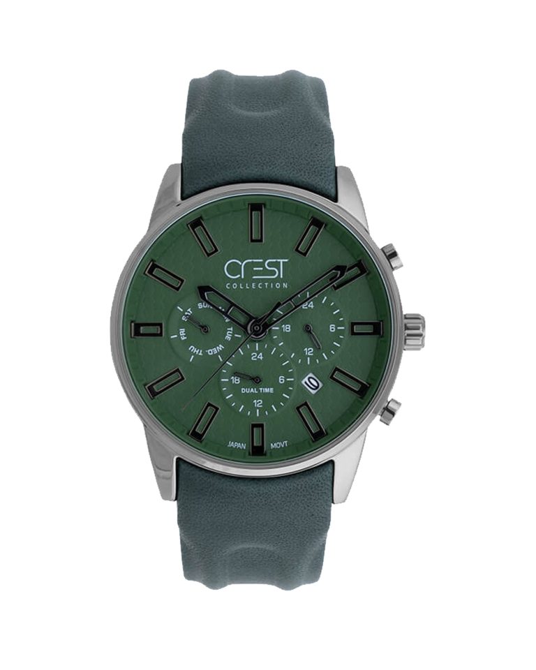 ساعت مچی مردانه کرست بند چرم سبز CREST 6209/4