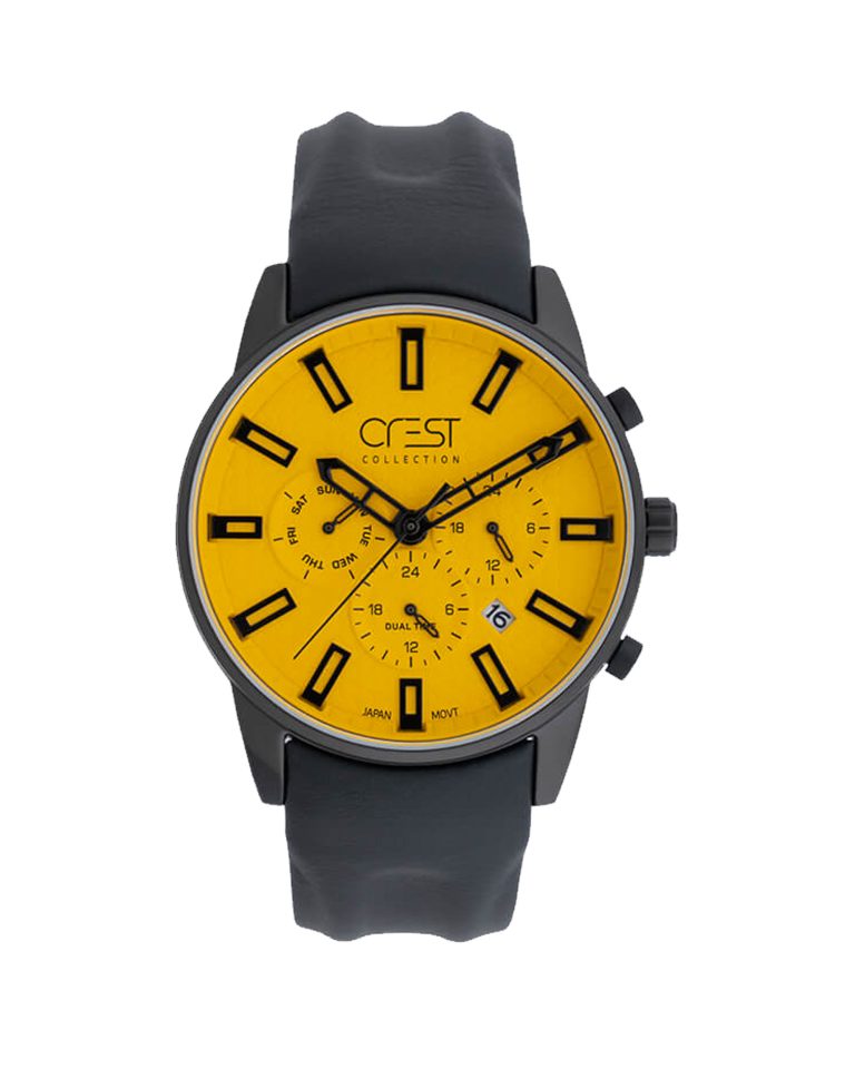 ساعت مچی مردانه کرست بند چرم مشکی CREST 6209/5