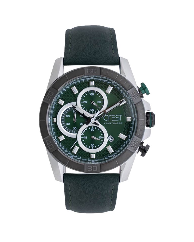 ساعت مچی مردانه کرست با بند چرم سبز CREST 6211/5