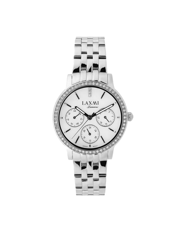 ساعت مچی زنانه سه موتوره نگین دار برند لاکسمی LAXMI 8143-5