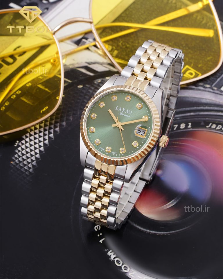 ساعت مچی زنانه لاکسمی صفحه سبز LAXMI 8145-4