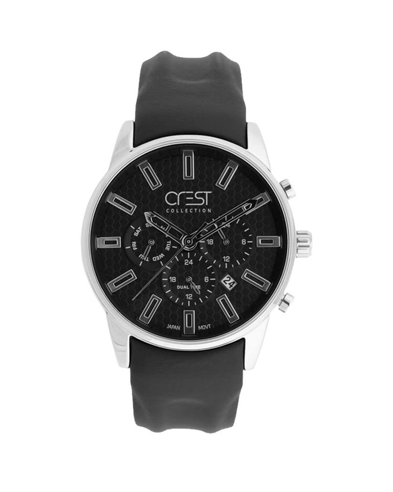 ساعت مچی مردانه بند چرم مشکی برند کرست Crest 6209-1