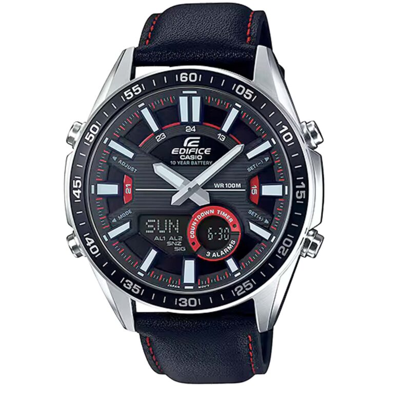 ساعت مچی مردانه کاسیو ادیفایس بند چرمی CASIO EDIFICE EFV-C100L-1AV