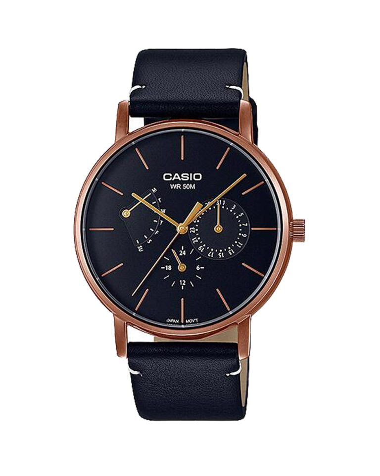 ساعت مچی مردانه سه موتوره کاسیو بند چرمی CASIO MTP-E320RL-1EV