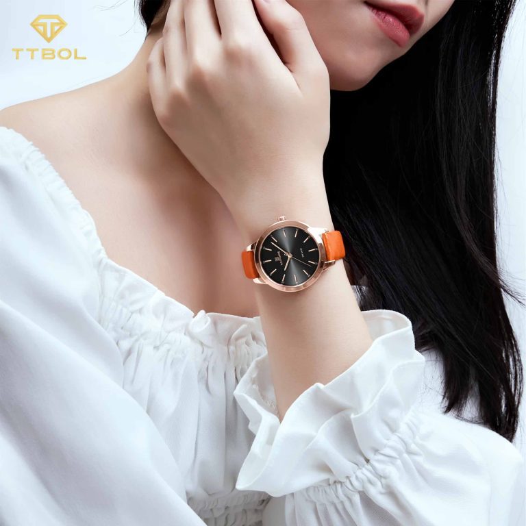 ساعت مچی زنانه ناوی فورس بد چرم نارنجی تک موتوره NAVIFORCE NF5024