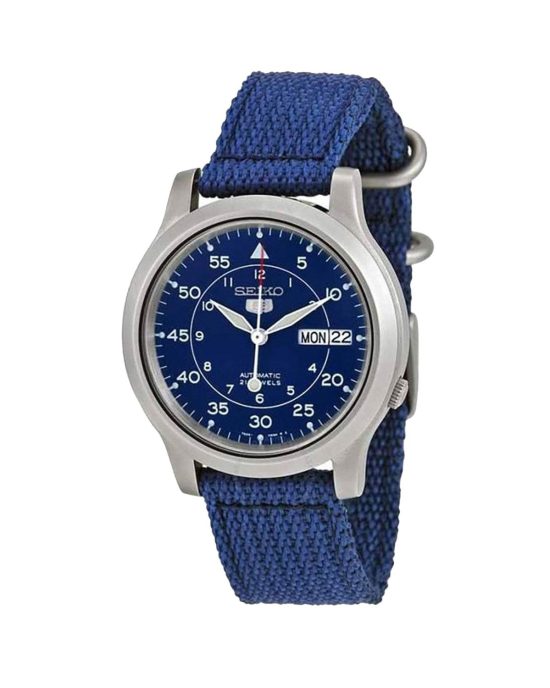 ساعت مچی مردانه سیکو 5 بند برزنتی سرمه ای SEIKO 5 SNK807K2