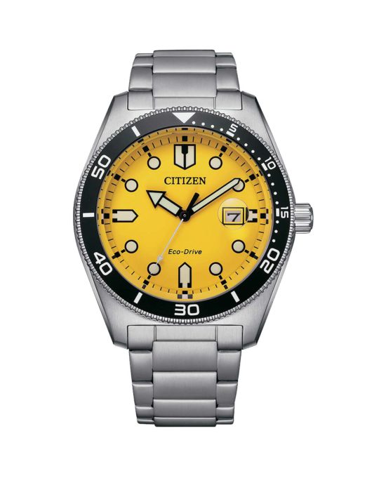 ساعت مچی مردانه سیتیزن اکودرایو صفحه زرد CITIZEN AW1760-81Z