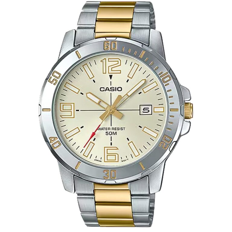 ساعت مچی مردانه کاسیو بند طلایی CASIO MTP-VD01SG-9BV