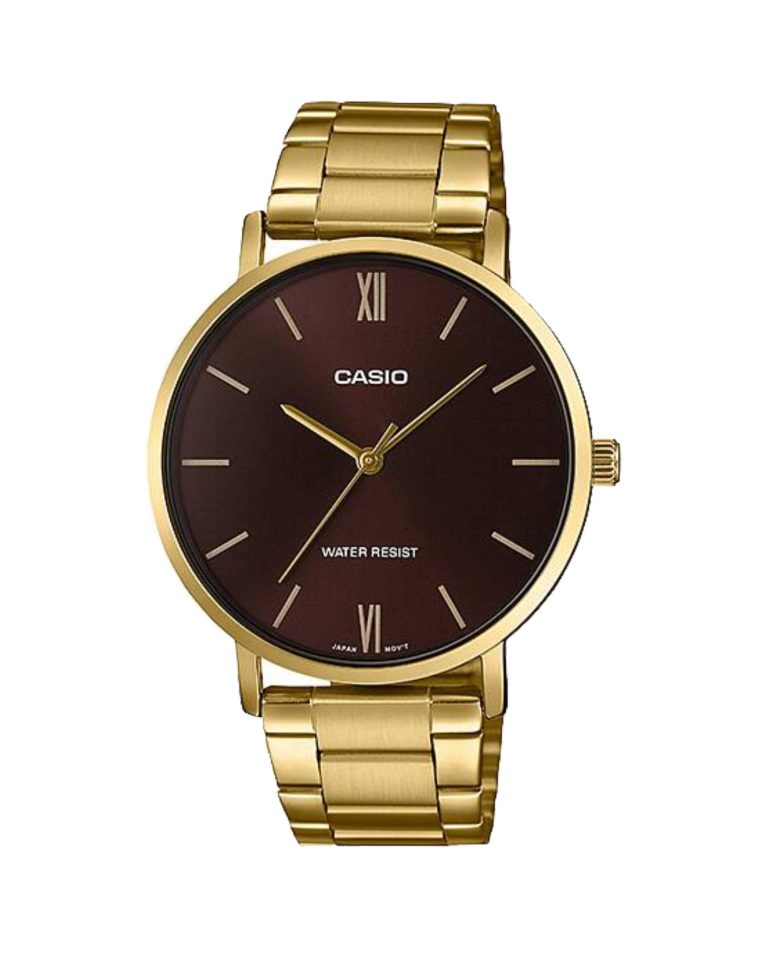 ساعت مچی مردانه کاسیو طلایی صفحه قهوه ای CASIO MTP-VT01G-5B