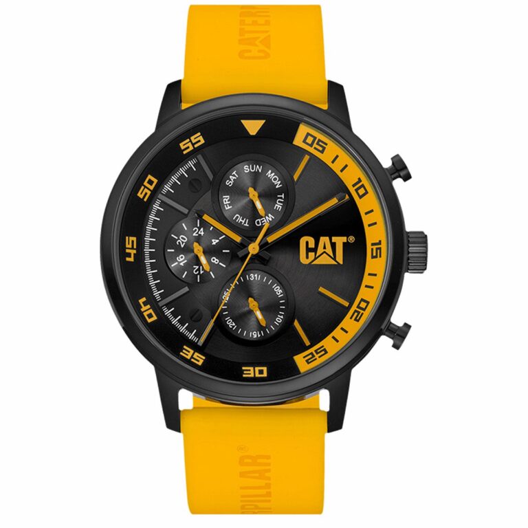 ساعت مچی مردانه کت بند زرد صفحه مشکی CATERPILLAR AK.169.27.127